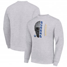 Buffalo Sabres Starter Heather Gray Half Helmet Team Logo Pullover Sweatshirt