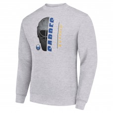 Buffalo Sabres Starter Heather Gray Half Helmet Team Logo Pullover Sweatshirt