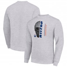 Edmonton Oilers Starter Heather Gray Half Helmet Team Logo Pullover Sweatshirt