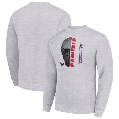 Washington Capitals Starter Heather Gray Half Helmet Team Logo Pullover Sweatshirt