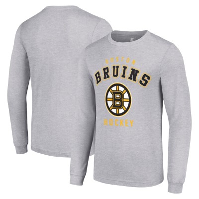 Футболка с длинным рукавом Boston Bruins Starter Heather Gray Logo