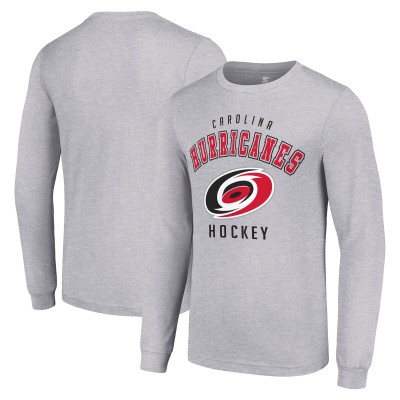 Футболка с длинным рукавом Carolina Hurricanes Starter Heather Gray Logo