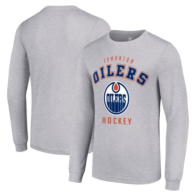 Футболка с длинным рукавом Edmonton Oilers Starter Heather Gray Logo