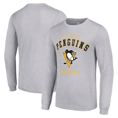 Pittsburgh Penguins Starter Heather Gray Logo Long Sleeve T-Shirt