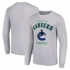 Vancouver Canucks Starter Heather Gray Logo Long Sleeve T-Shirt