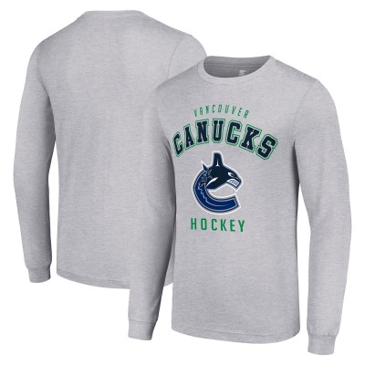 Vancouver Canucks Starter Heather Gray Logo Long Sleeve T-Shirt