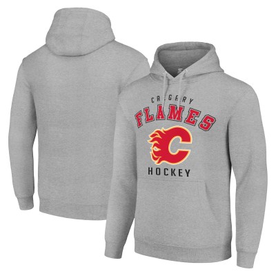 Calgary Flames Starter Heather Gray Logo Pullover Hoodie