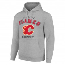 Calgary Flames Starter Heather Gray Logo Pullover Hoodie