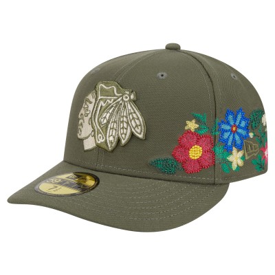 Бейсболка Chicago Blackhawks New Era Olive Tonal Florals 59FIFTY