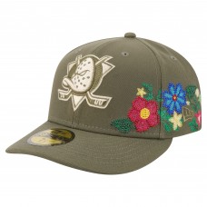 Бейсболка Anaheim Ducks New Era Olive Tonal Florals 59FIFTY