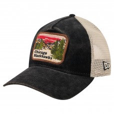 Бейсболка Chicago Blackhawks New Era Black/Cream Vintage Landscape 9TWENTY A-Frame