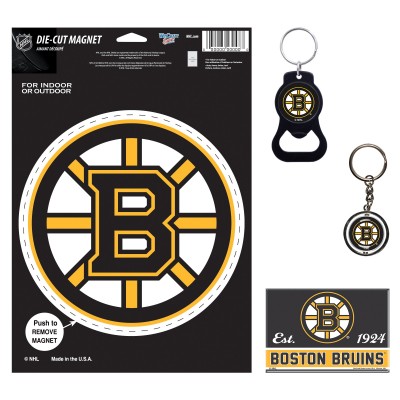 Boston Bruins WinCraft 4-Pack Key Rings and Magnets Set
