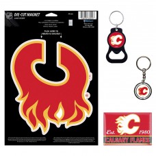 Calgary Flames WinCraft 4-Pack Key Rings and Magnets Set