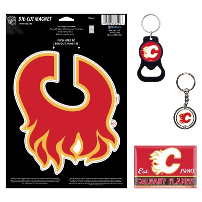 Calgary Flames WinCraft 4-Pack Key Rings and Magnets Set