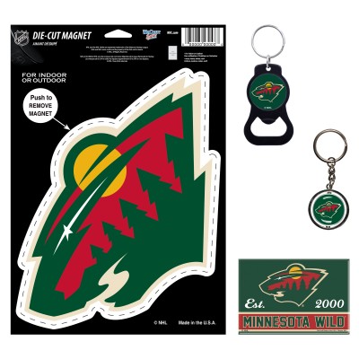 Minnesota Wild WinCraft 4-Pack Key Rings and Magnets Set