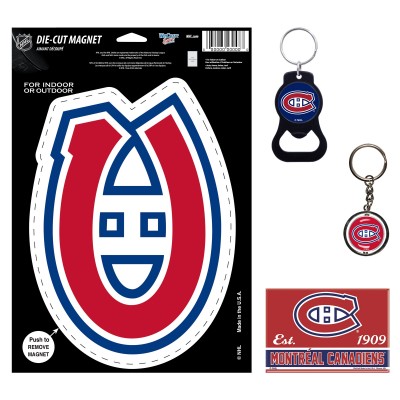 Montreal Canadiens WinCraft 4-Pack Key Rings and Magnets Set