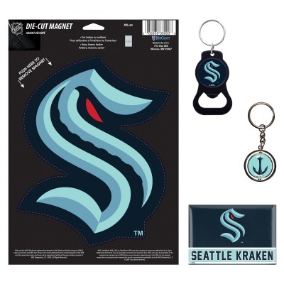 Seattle Kraken WinCraft 4-Pack Key Rings and Magnets Set