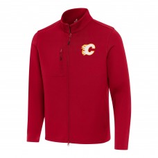 Calgary Flames Antigua Red Objection Double-Peached Full-Zip Jacket