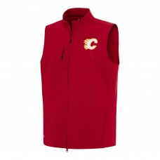 Calgary Flames Antigua Red Demand Full-Zip Vest
