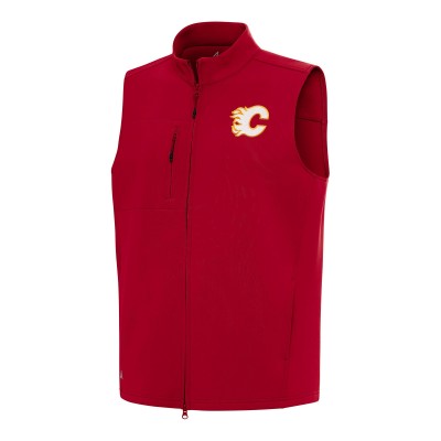 Calgary Flames Antigua Red Demand Full-Zip Vest