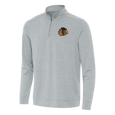 Кофта на короткой молнии Chicago Blackhawks Antigua Bright - Heather Gray