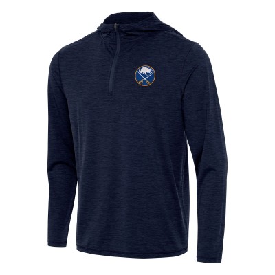 Buffalo Sabres Antigua Heather Navy Tidy Quarter-Zip Hoodie