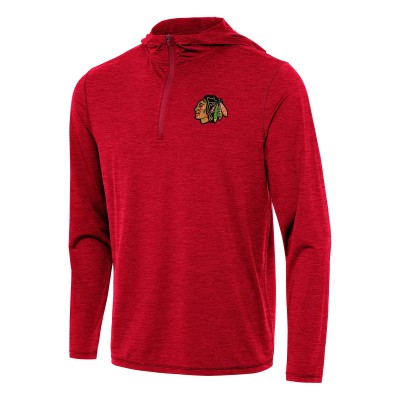 Толстовка на короткой молнии Chicago Blackhawks Antigua Tidy - Heather Red