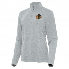 Кофта на короткой молнии Chicago Blackhawks Antigua Womens Mentor Mock - Heather Gray