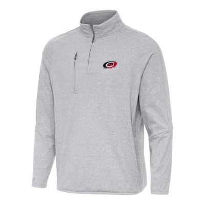 Carolina Hurricanes Antigua Heather Gray Certain Quarter-Zip Tri-Blend Sweatshirt