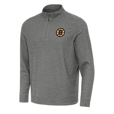 Кофта на короткой молнии Boston Bruins Antigua Heather Black Subtle