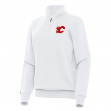 Женская Calgary Flames Antigua White Victory Quarter-Zip Sweatshirt