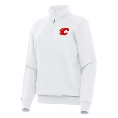 Женская Calgary Flames Antigua White Victory Quarter-Zip Sweatshirt