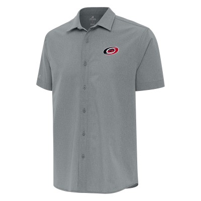 Carolina Hurricanes Antigua Gray Activate Woven Short Sleeve Button-Up Shirt