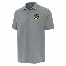 Boston Bruins Antigua Gray Activate Woven Short Sleeve Button-Up Shirt