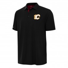 Calgary Flames Antigua Black Era Polo