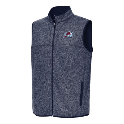 Colorado Avalanche Antigua Heather Navy Fortune Full-Zip Vest