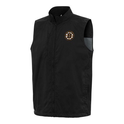 Boston Bruins Antigua Black Brisk Full-Zip Vest