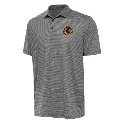 Chicago Blackhawks Antigua Black/White Rings Polo
