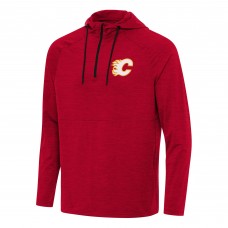 Calgary Flames Antigua Heather Red Spikes Quarter-Zip Hoodie