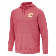 Calgary Flames Antigua Heather Red Cloud Pullover Hoodie