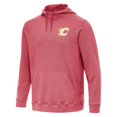 Calgary Flames Antigua Heather Red Cloud Pullover Hoodie