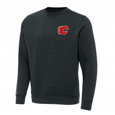 Calgary Flames Antigua Charcoal Victory Crewneck Pullover Sweatshirt