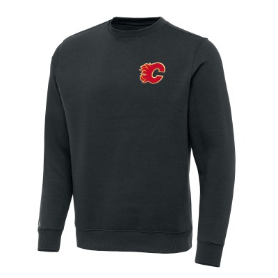Calgary Flames Antigua Charcoal Victory Crewneck Pullover Sweatshirt