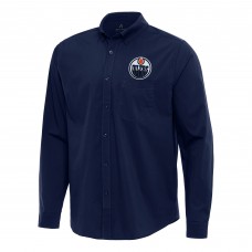 Рубашка Edmonton Oilers Antigua Navy Flight Woven Tri-Blend