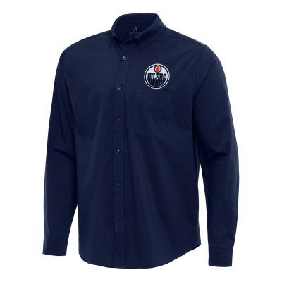 Рубашка Edmonton Oilers Antigua Navy Flight Woven Tri-Blend