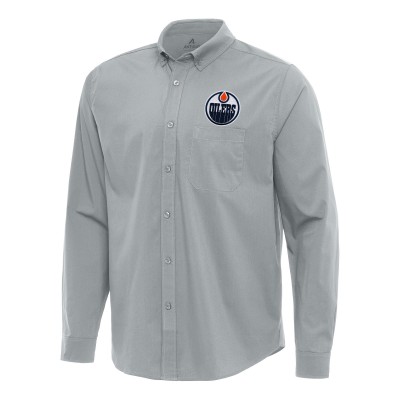 Рубашка Edmonton Oilers Antigua Gray Flight Woven Tri-Blend