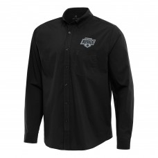 Los Angeles Kings Antigua Black Flight Woven Tri-Blend Long Sleeve Button-Down Shirt