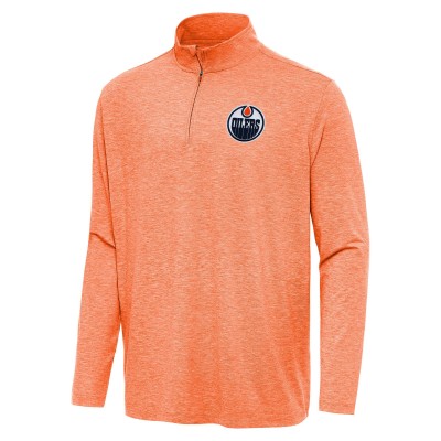 Кофта на короткой молнии Edmonton Oilers Antigua Heather Orange Hunk