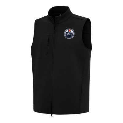 Edmonton Oilers Antigua Black Demand Full-Zip Vest