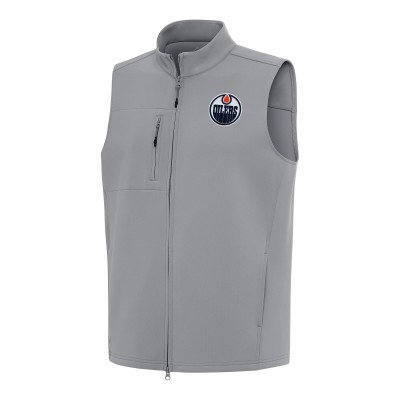 Edmonton Oilers Antigua Gray Demand Full-Zip Vest